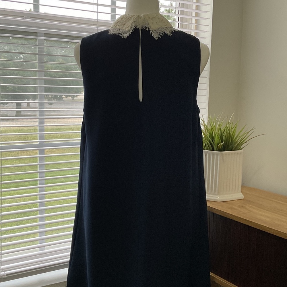 NANETTE LEPORE BLUE DREES WIITH LACE COLLAR. SIZE 8 - Picture 7 of 11